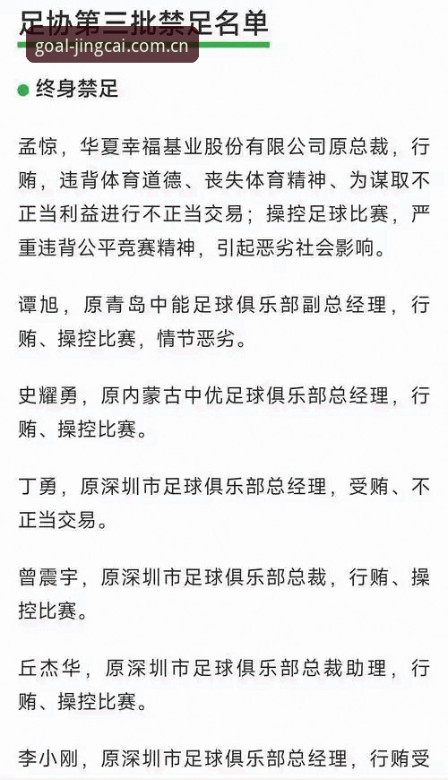 中国足协第三批禁足名单深度评测：足坛反腐风暴下的行业新秩序
